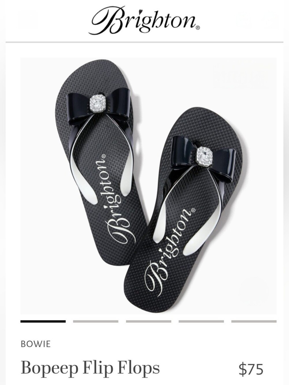 Brighton Women’s Black Bow Thong Sandals with Rhinestone Accent Sz 8. Summer